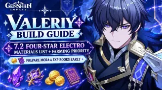 Genshin Impact Valeriy Build Guide｜7.2 4-Star Electro Material Checklist + Pre-Farming Priority, Stock Up on Mora and EXP Books Early