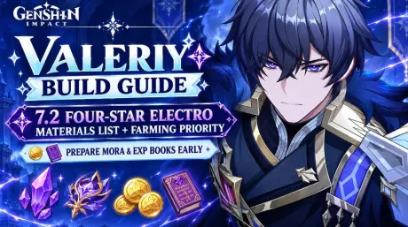 Genshin Impact Valeriy Build Guide｜7.2 4-Star Electro Material Checklist + Pre-Farming Priority, Stock Up on Mora and EXP Books Early