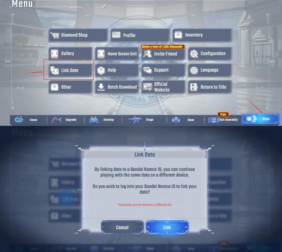 Steps to connect SD Gundam to Bandai account