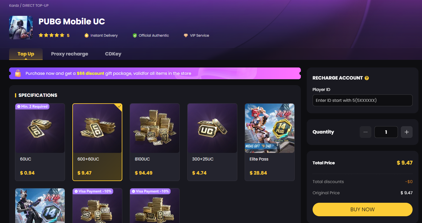 Top Up PUBG Mobile UC
