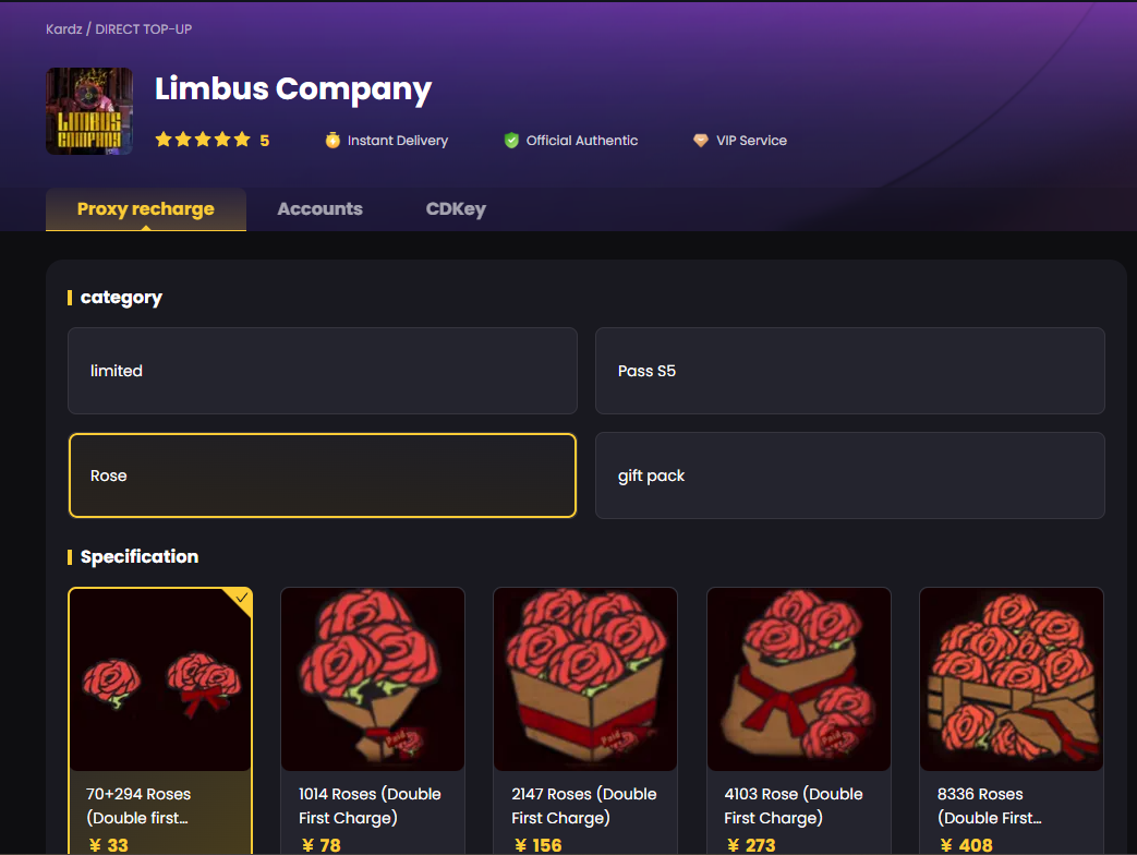 Top Up Limbus Company