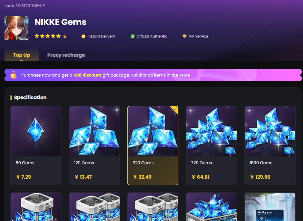  top up Goddess of Victory: Nikke Gems