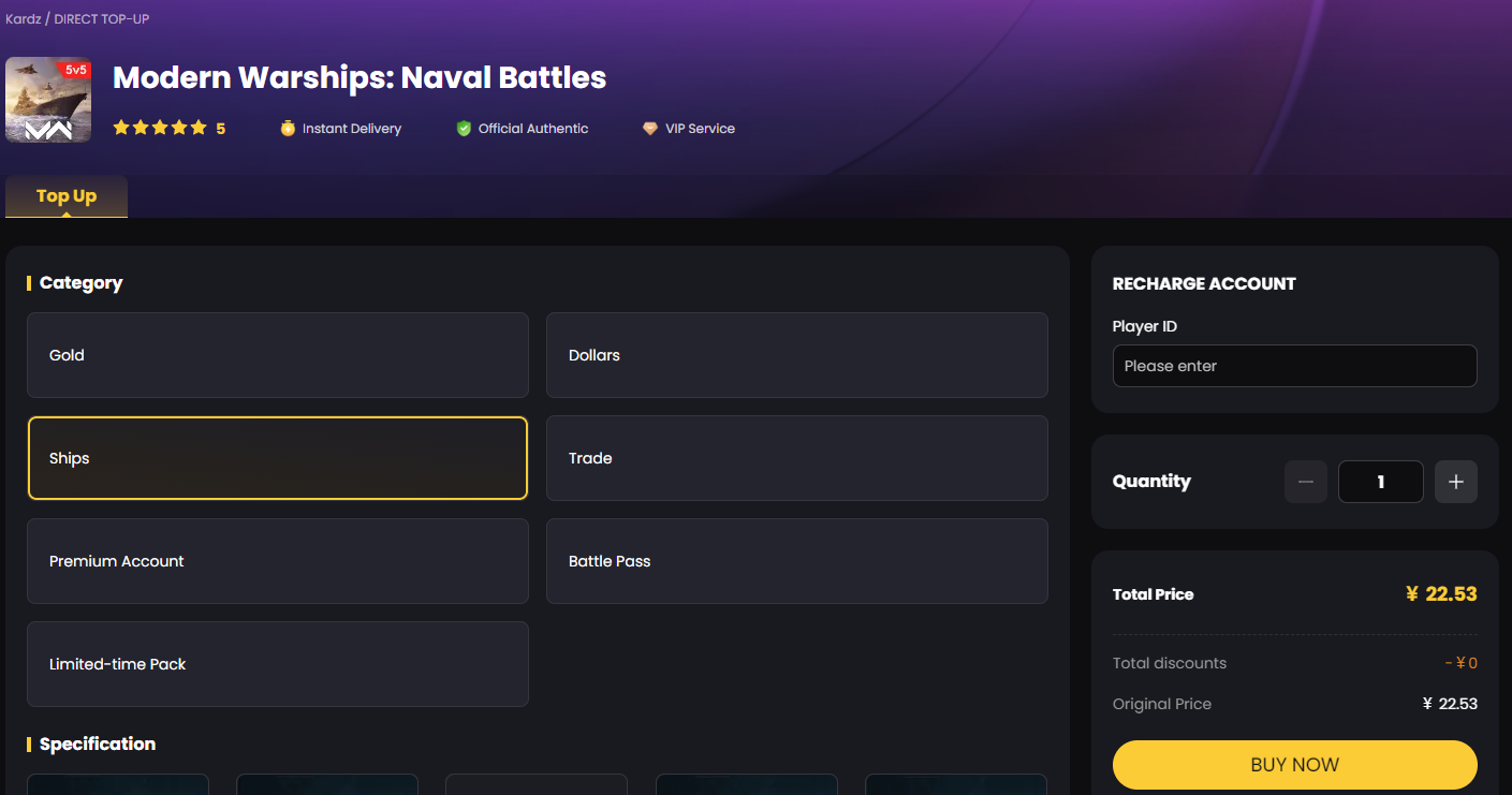 Modern Warships: Naval Battles top up
