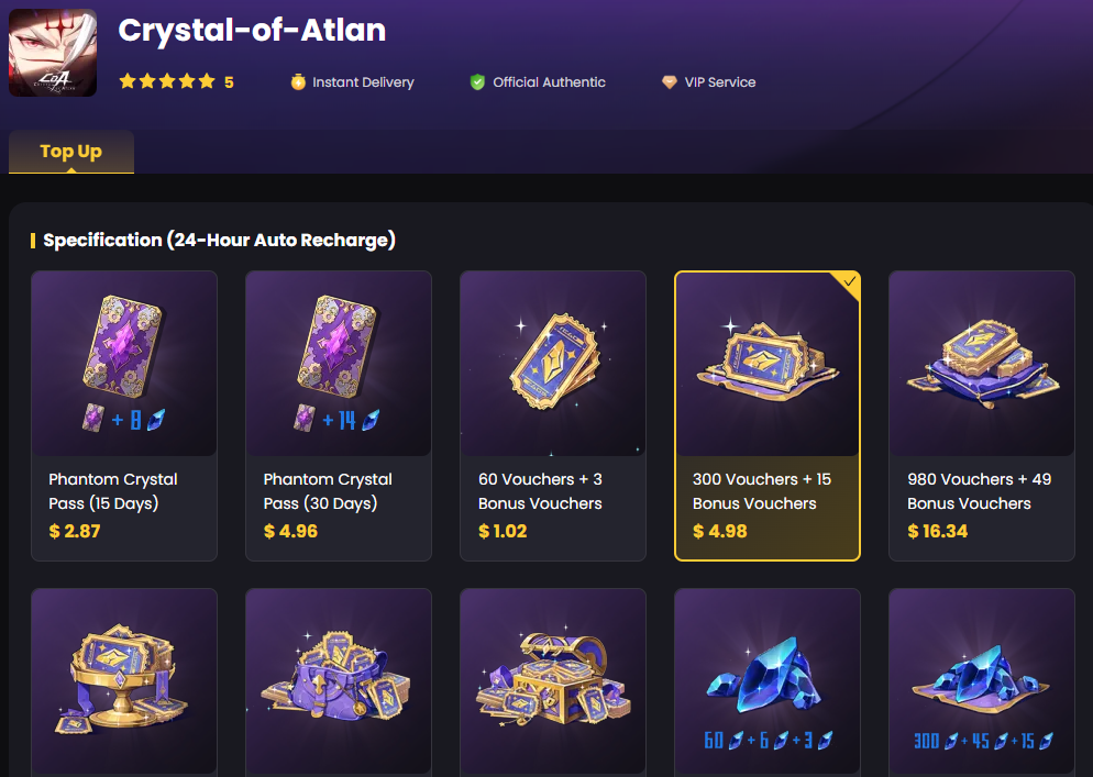 get Crystal of Atlan Vouchers for Asia Accounts