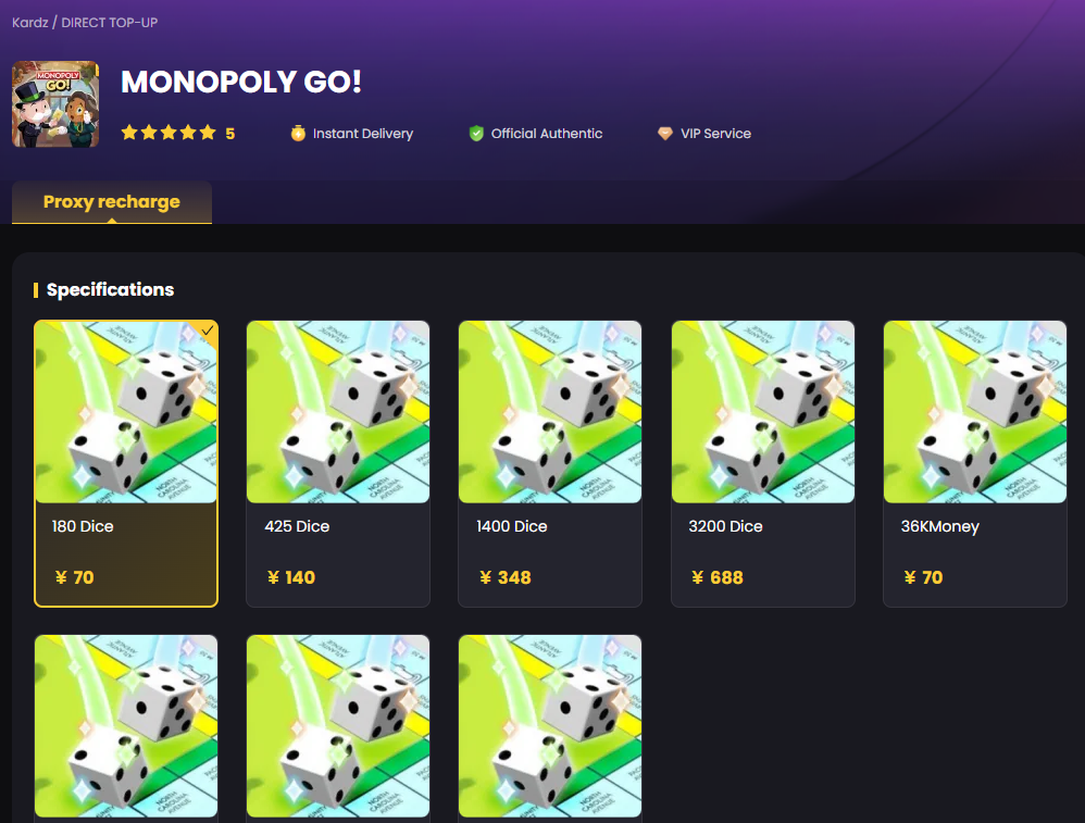 Top Up MONOPOLY GO!