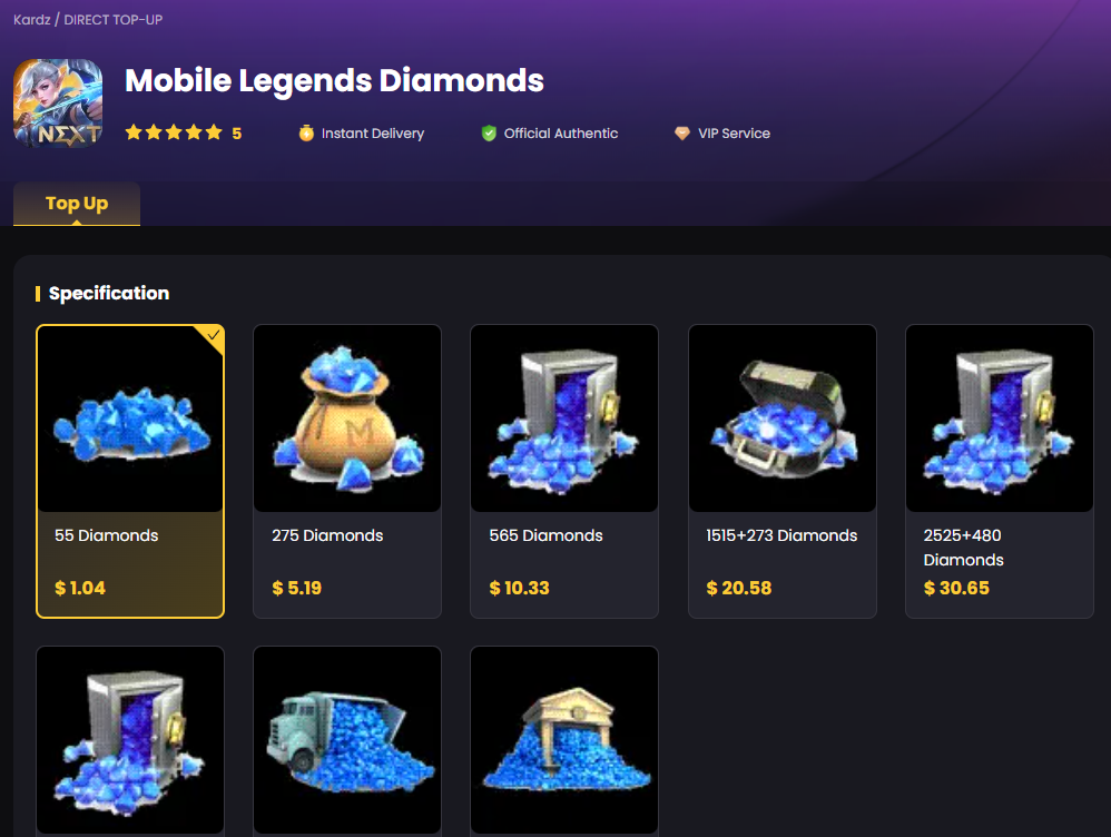 Top Up Mobile Legends Diamonds