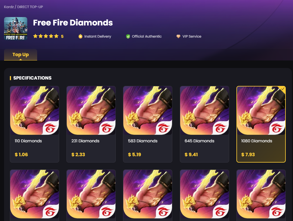 Top-Up Free Fire Diamonds