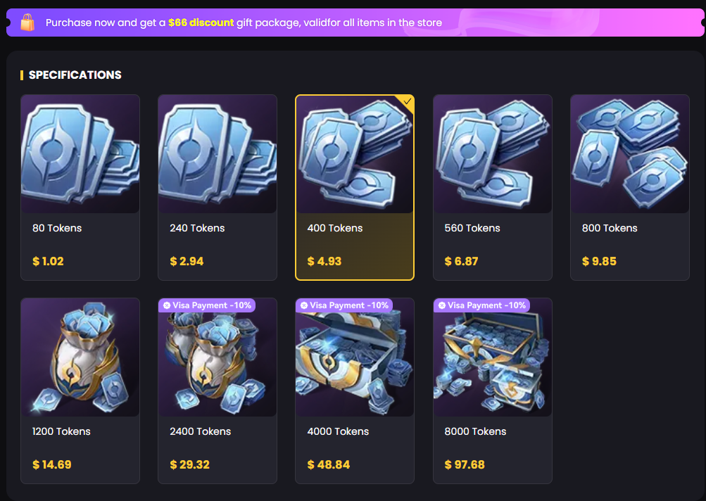 HOK Tokens Cost