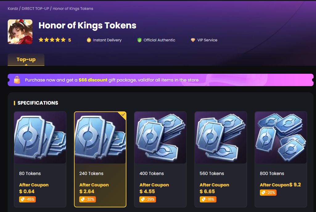 Honor of Kings (HoK) Top-Up