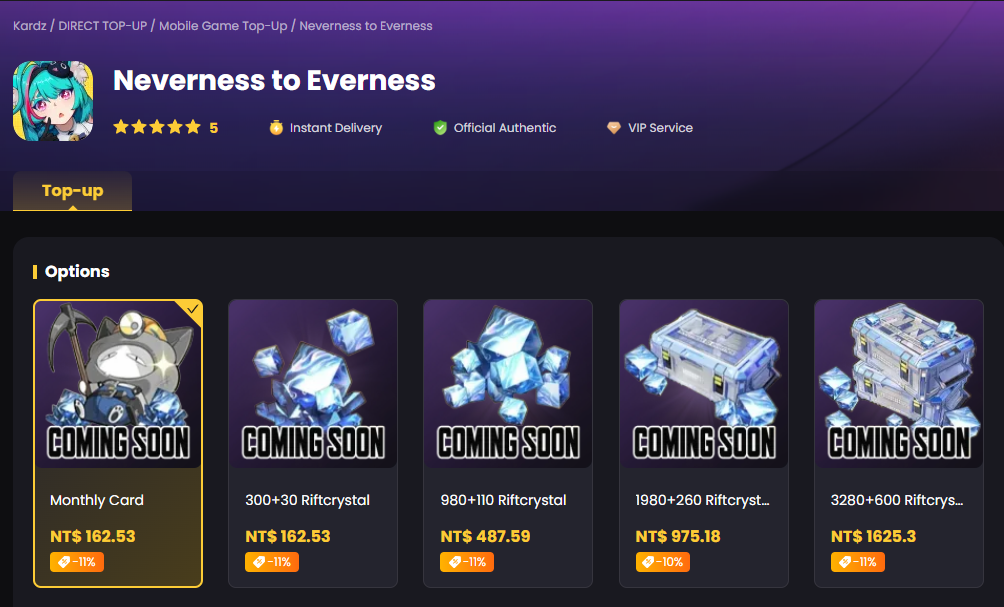 Neverness to Everness top up