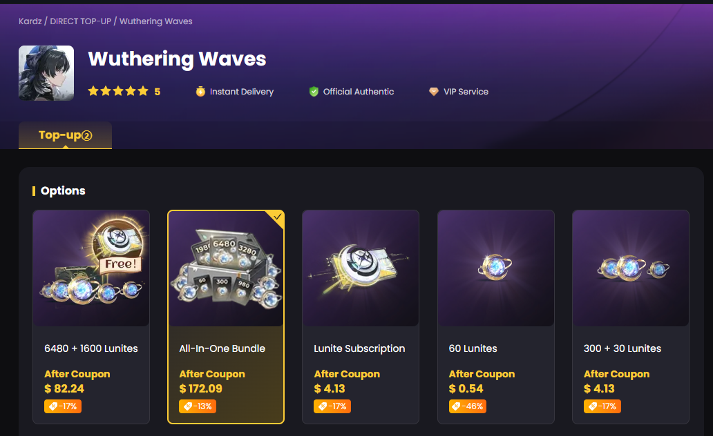 wuthering waves top up