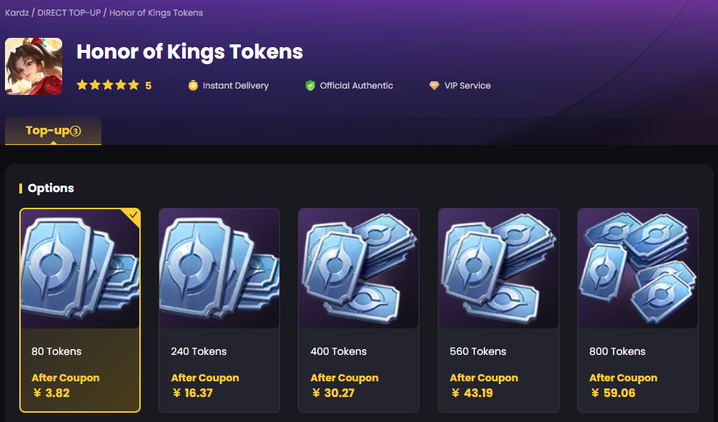 Honor of Kings Top-Up Honor of Kings Top-Up
