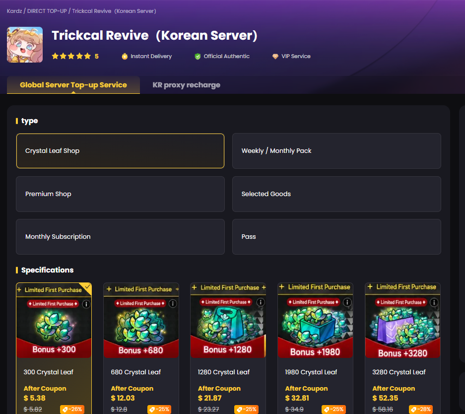 Trickcal Revive top up