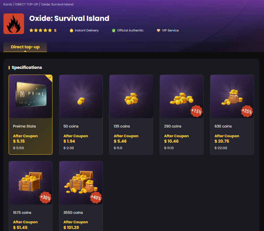 Oxide: Survival Island top up