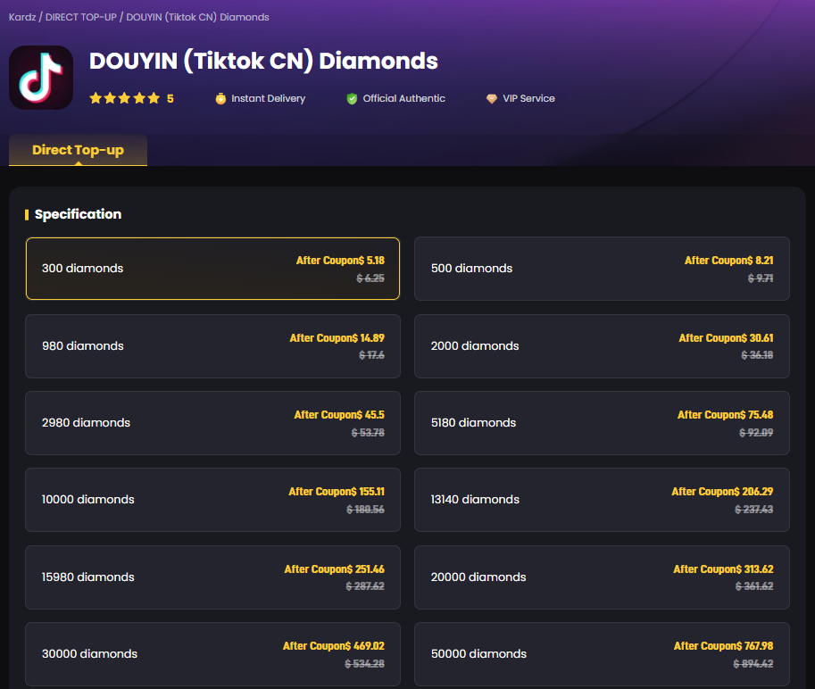 Douyin Diamonds Recharge Douyin Diamonds Recharge