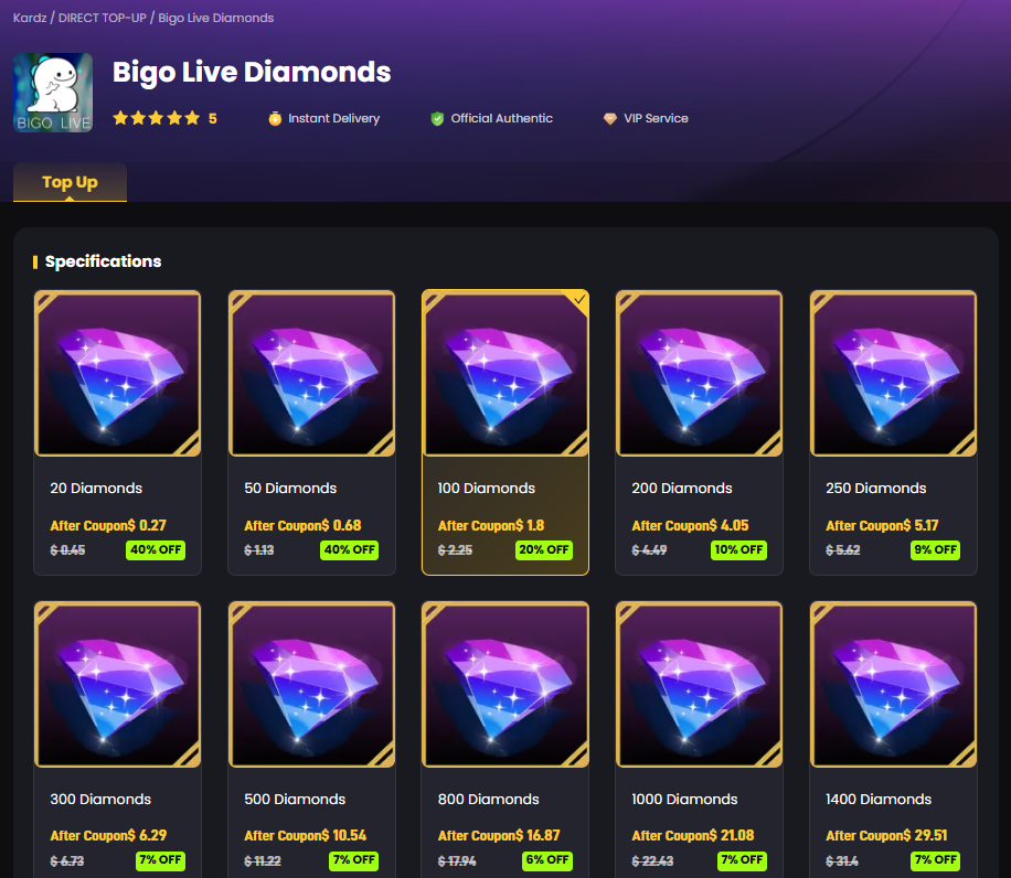 BIGO LIVE Diamonds Recharge